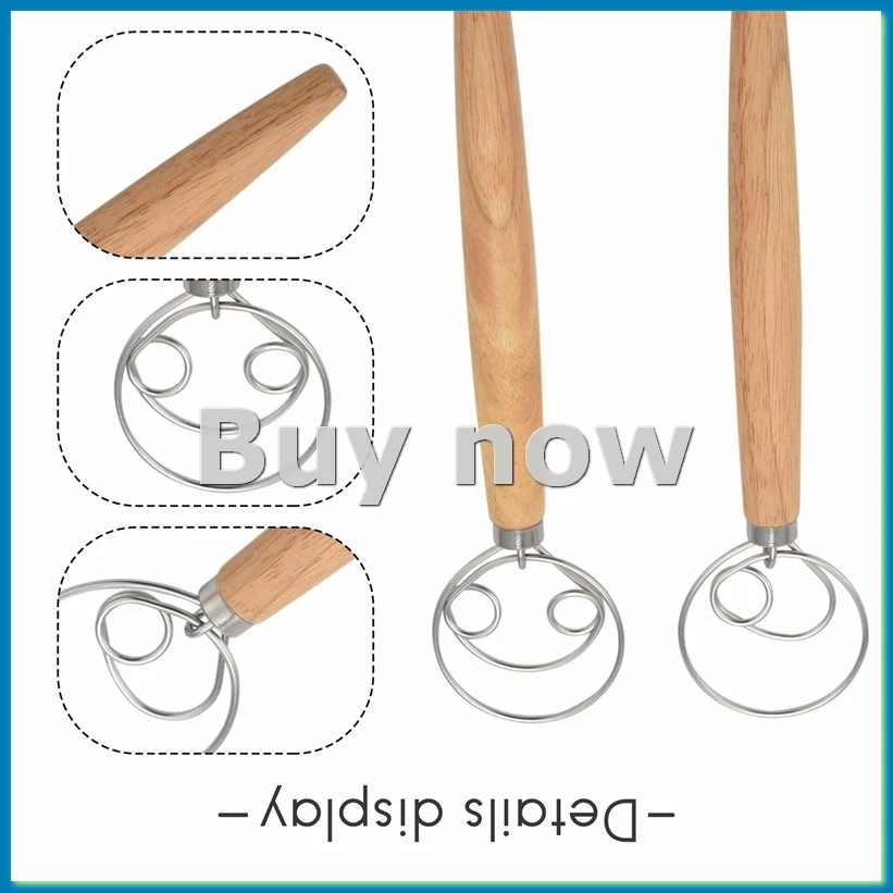 

Датский миксер для теста, 2 шт., из нержавеющей стали, с 2 скребками для теста для пиццы, хлеба на закваске и т.д. - ROWI