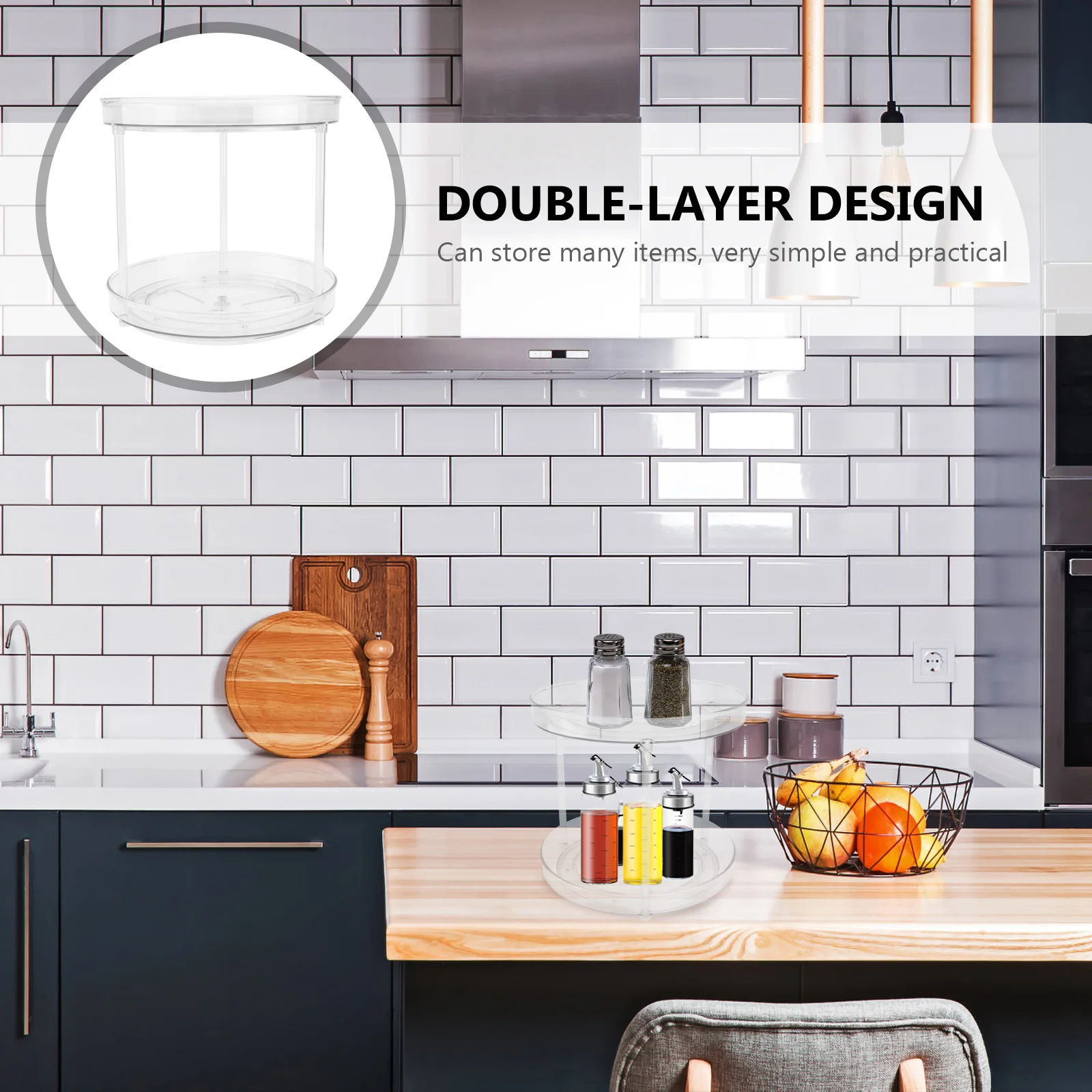 

Kitchen Spice Jar Storage Rack Double Layer Makeup Organizer Household Fruit Rack For Bathroom Dorm Tabletop