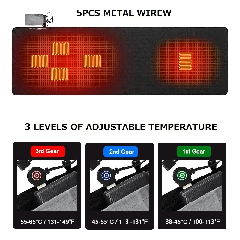 USB Powered Heating Sleeping Mat 3 Level  Adjustable Temperature Heated Sleeping Pad Winter Camping Tent Mat Thermal Carpet