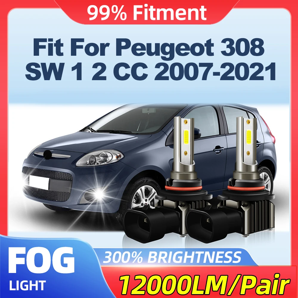 Fit For Peugeot 308 SW 1 2 CC 2007-2017 2018 2019 2020 2021 24000LM Car Fog Lamps 200W Fog Lights 12V 6000K Plug And Play