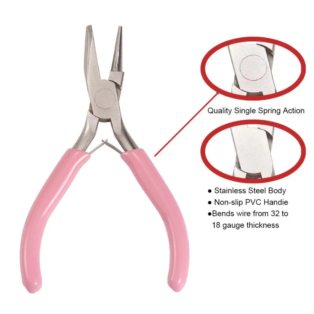 1 pz 5 pollici rosa Mini pinze a becchi concavi e rotondi per la creazione di gioielli/progetti di Hobby fai da te, pinze rotonde Concave Wire Wrap