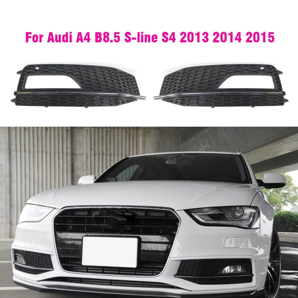 RS4 Style For Audi A4 B8.5 S-line S4 2013 2014 2015 Bumper Fog Light Lamp Cover Grille Grill