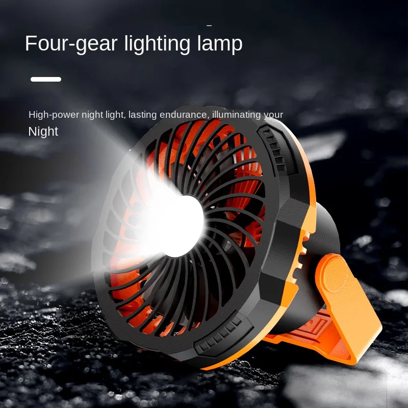 Imagem -04 - Usb Recarregável Led Camping Fan Lights Lâmpada de Tenda Portátil Travel Cooling Fan Luz de Emergência para Caminhadas