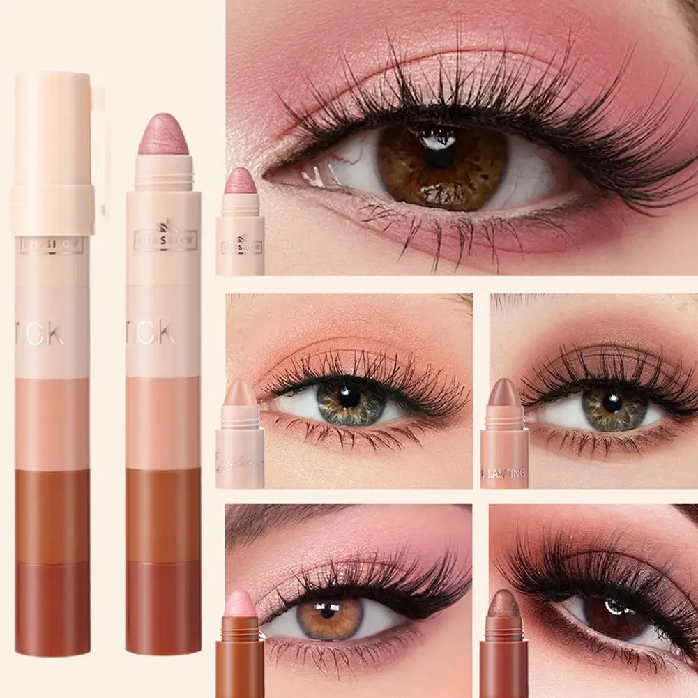 5 In 1 Eyeshadow Stick Velvet Matte Shimmer Highlighter Pen Stackable Waterproof Long Lasting Eye Shadow Pencil Cosmetics