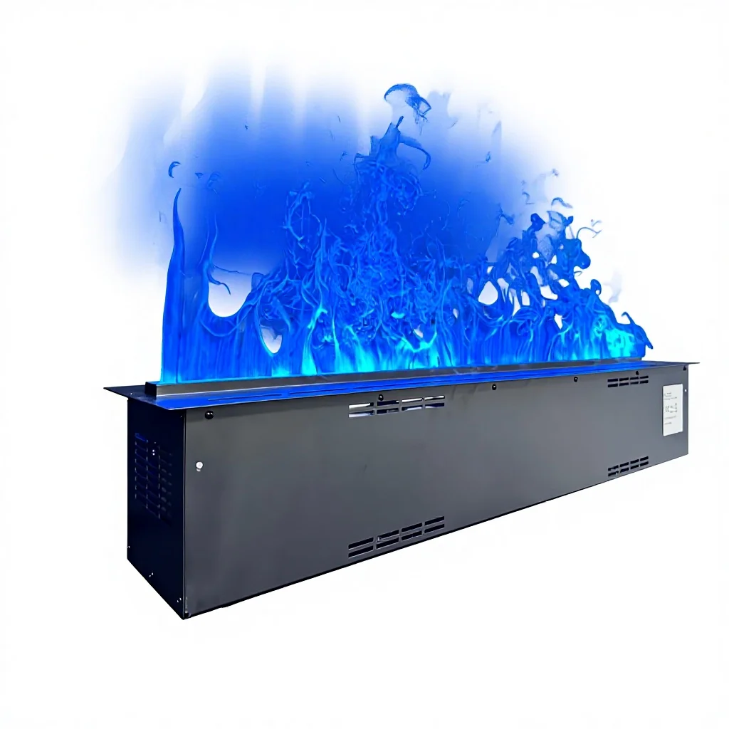3D Water Mist Fireplace, Stainless Steel Atomization Fireplace, Realistic Flame Effect, LED Flame Electric Fireplace