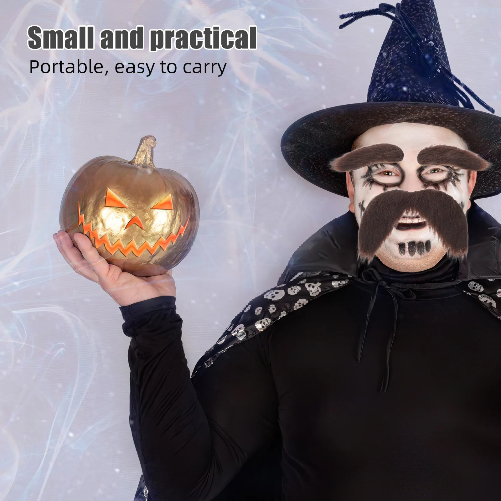 5 Zestawów Sztucznych Brod i Brwi na Halloween, Strój Staruszka Dziadka, Akcesoria do Cosplayu, Rekwizyt Kostiumu Staruszka, Włosy na Twarz na Halloween