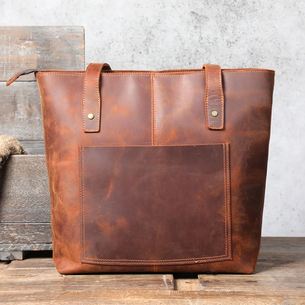 S.WORKER Vintage-Aktentasche aus hochwertigem Leder für Herren, Business-Handtasche, Laptoptasche, Unisex-Einkaufstasche mit großem Fassungsvermögen – Detail 10