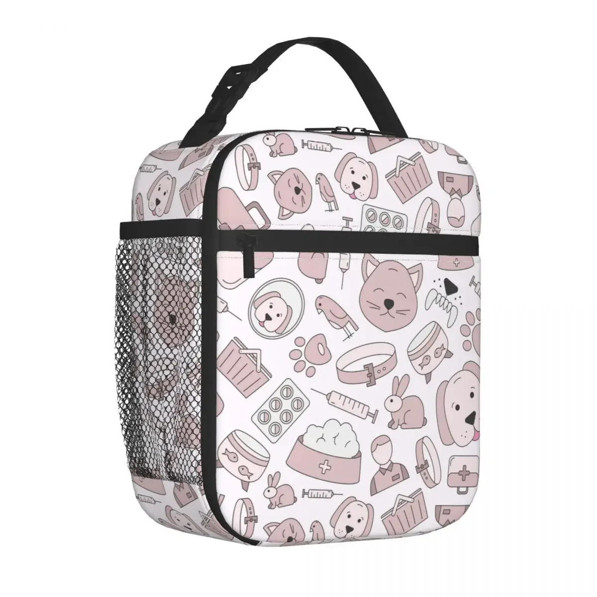 Veterinary Clinic Animals Pets Insulated Lunch Bags Cooler Bag Container Medical Pattern Lunch Box Tote Girl Boy School Picnic