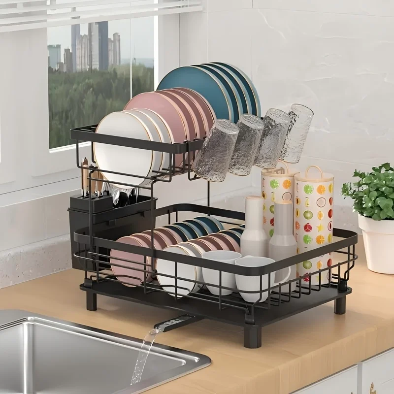 

Multi-Functional Storage Rack – Dishes, Bowls, Plates, Drain Rack, Chopsticks & Spoon Box, Kitchen Rack for Organizing Bowls