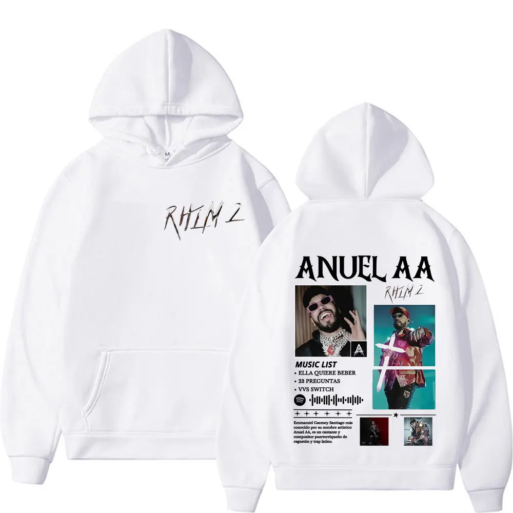 مغني الراب Anuel AA Rhlm 2 ألبوم 2025 البلوفرات Merch الرجال النساء Harajuku موضة خمر هوديس الراحة بلوزات غير رسمية رائجة البيع
