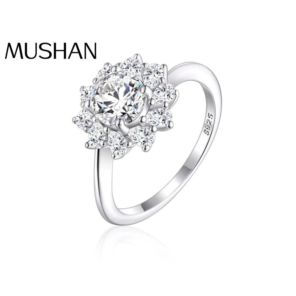 

MuShan Jewelry 925 Sterling Silver Ring Wedding Band High Carbon Diamond Daughter Gift Luxury Jewelry Women Rings Fine Jewelry