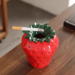 Ceramic Strawberry Ashtray with Lid, Windproof and Fly Ash Proof, Home, Living Room, Office, Storage, and Pro