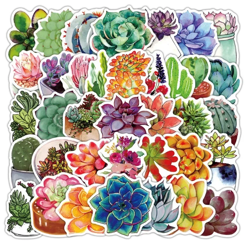 10/50Pcs Cartoon Cactus and Succulent Plant Stickers for Notebook Laptop Phone Vinyl Waterproof Graffiti Luggage Decals Kids Toy