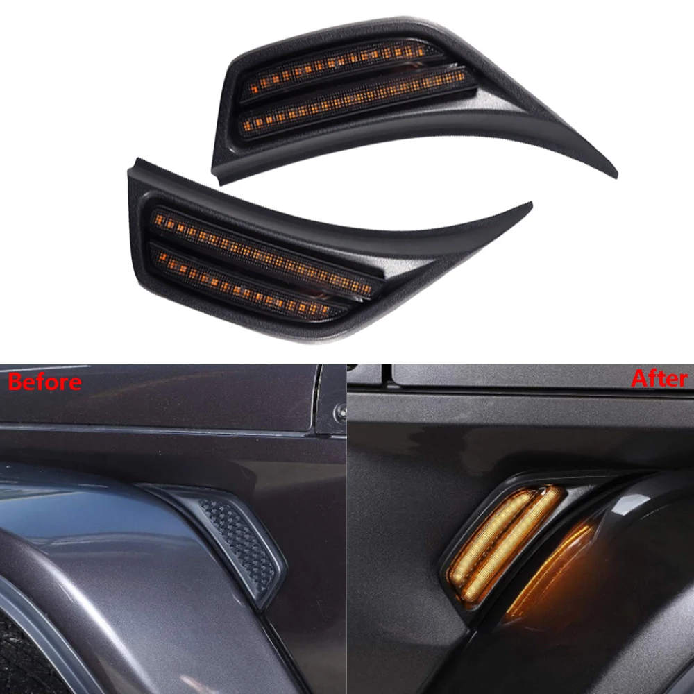 

LED Front Fender Side Marker Light Turn Signal Lamp for Jeep 2018-2021 Wrangler JL JLU and for 2020-2021 Gladiator JT Truck