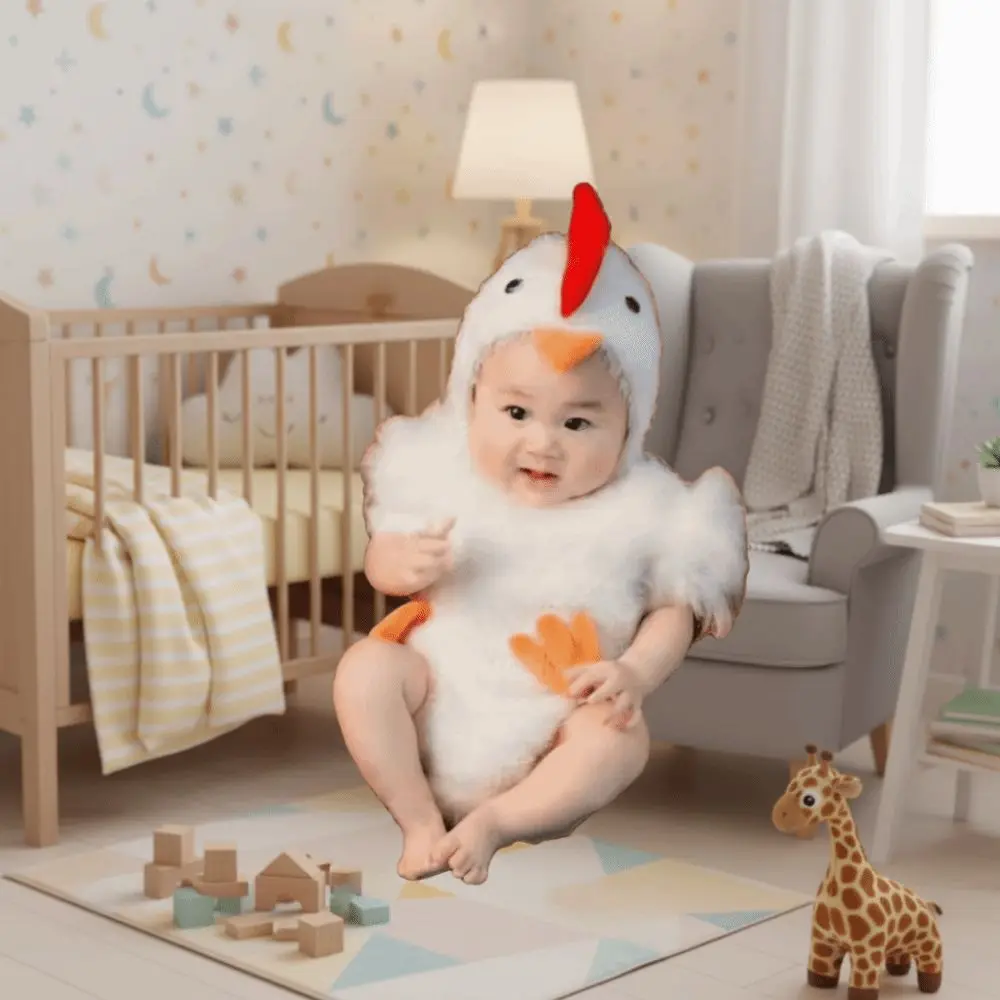 Creative Chicken Baby Photography Suit Furry Romper Cute Design Chick Newborn Baby Costume Bodysuit Hat Set Unisex Animals