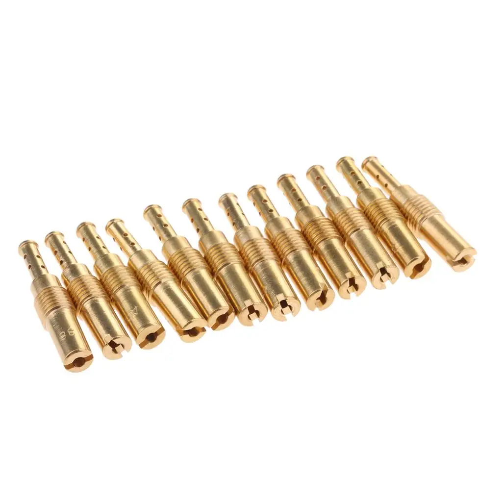 Main Jet Kit for Carb with Slow Pilot Jet 12pcs Carburetor Nozzle Set for PWK CVK PE 30 31 33 35 38 40 42 45 48 50 52 55 GY6