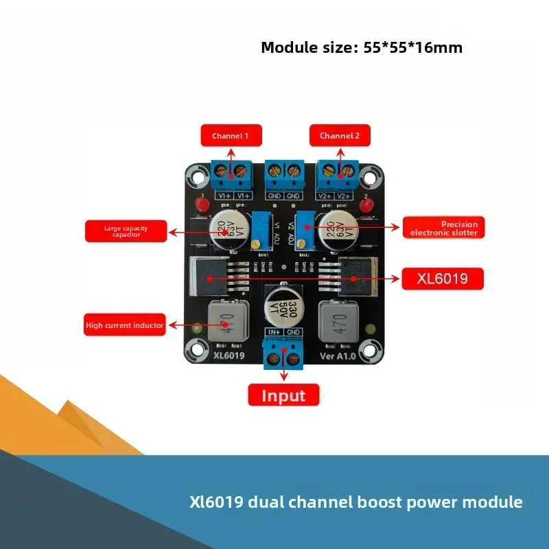 XL6019 Dual Adjustable Boost Power Supply Module 5A High Current High Power Super XL6009 Super LM2577