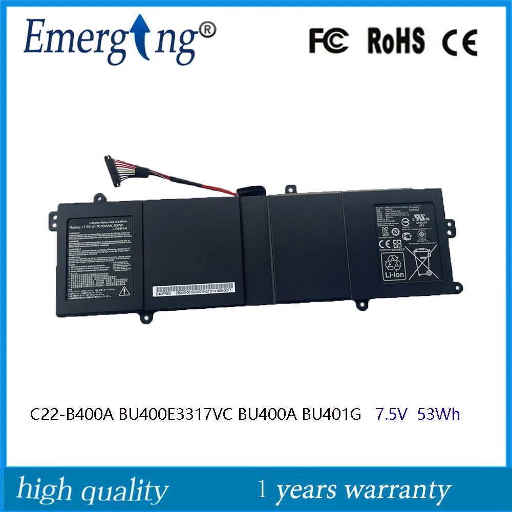 Imagem -01 - Bateria do Portátil para Asus Pro Advanced Ultrabook C22-b400a Bu400 Bu400v Bu401g Bu400e3317vc 7.5v 53w C22-b400a