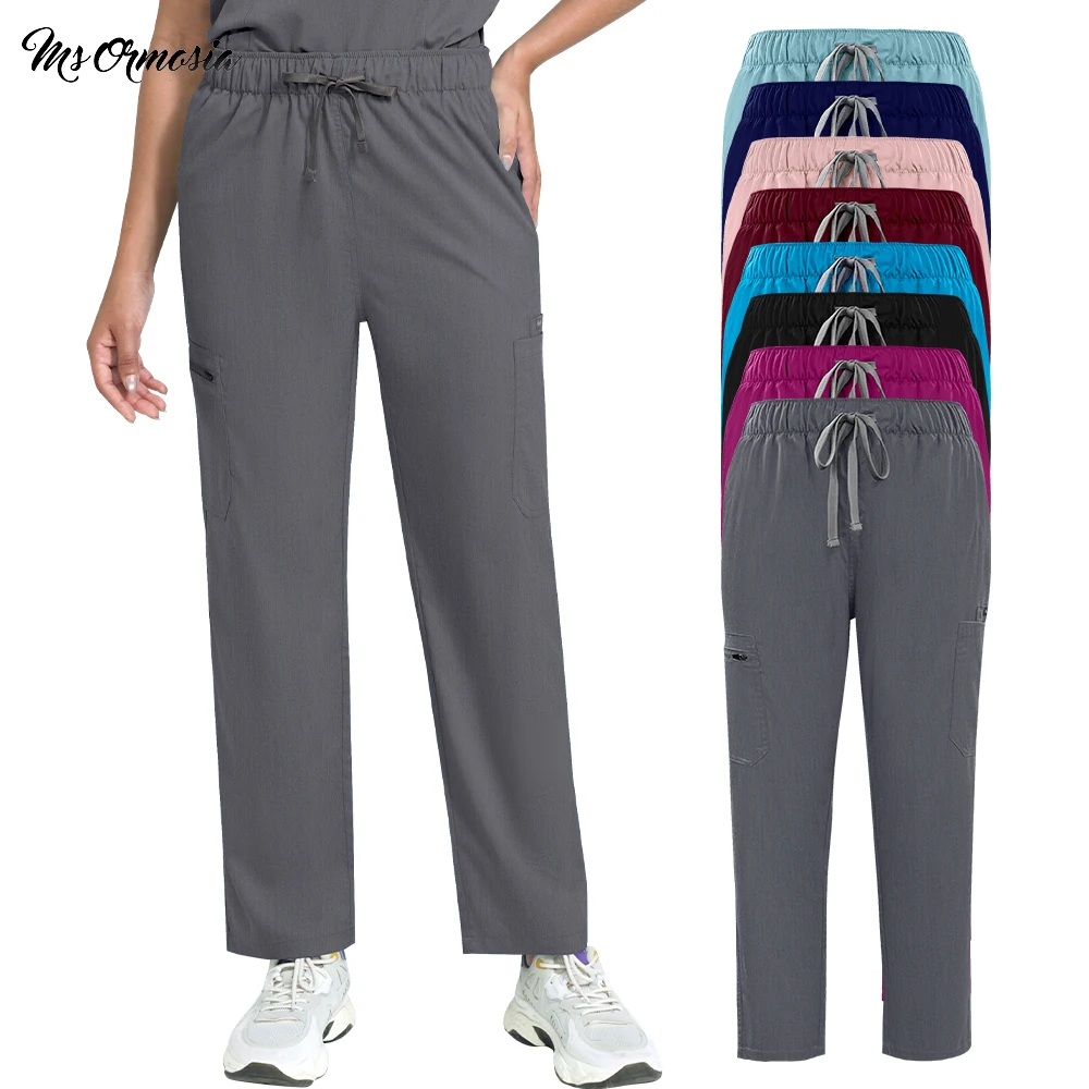 Uniformes de médecin et d'infirmière de couleur unie, pantalons de gommage médical, pantalons chirurgicaux de laboratoire, vêtements de travail unisexes, accessoires d'infirmière, bas de médecin