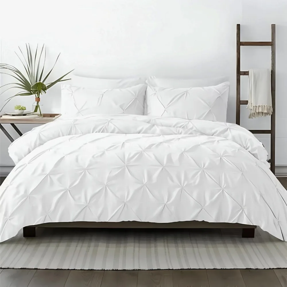 

Плиссированный пододеяльник размера King Size Pinch — 100% египетский хлопок, роскошный комфорт с 600 нитками