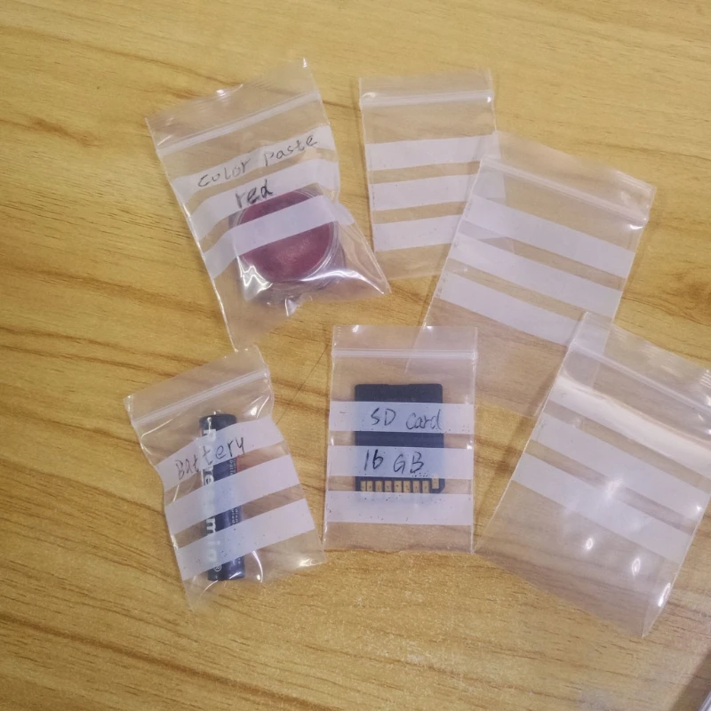 100 Stuks Kleine Plastic Beschrijfbaar Hersluitbare Rits Zakken Zelfdichtende Beschrijfbare Witte Blokken Zip Lock Sieraden Opbergzakken