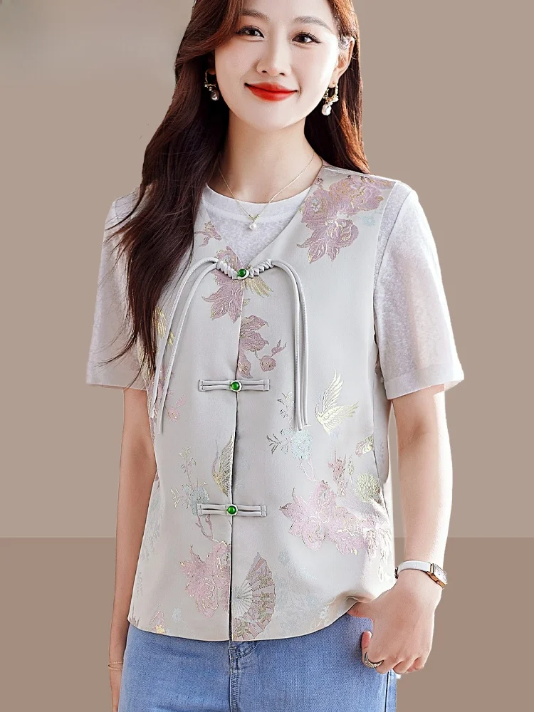 

Новый тонкий женский жилет в китайском стиле, лето 2029, TUCANO, брендовая ткань из полиэстера, длина ор, с растительным цветочным узором