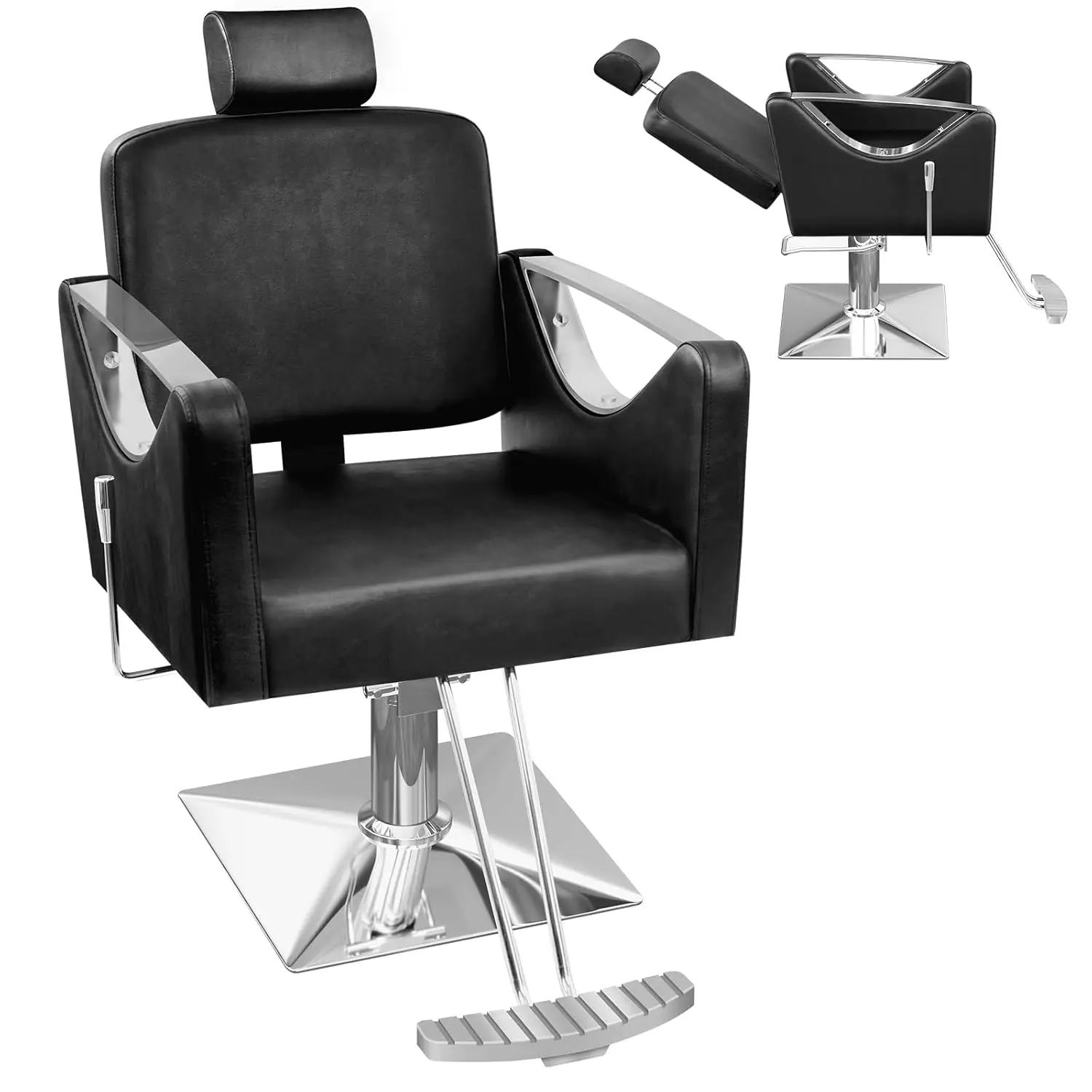 

Barber Chair, Reclining Heavy Duty Salon Chair with Hydraulic Pump & Adjustable Headrest, Professional Beauty, Customized