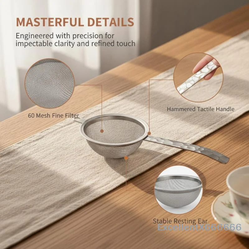 Matcha Sifter Durable Stainless Steel Fine Mesh Tea Strainer Long Lasting for Home Kitchen Matcha Baking Use