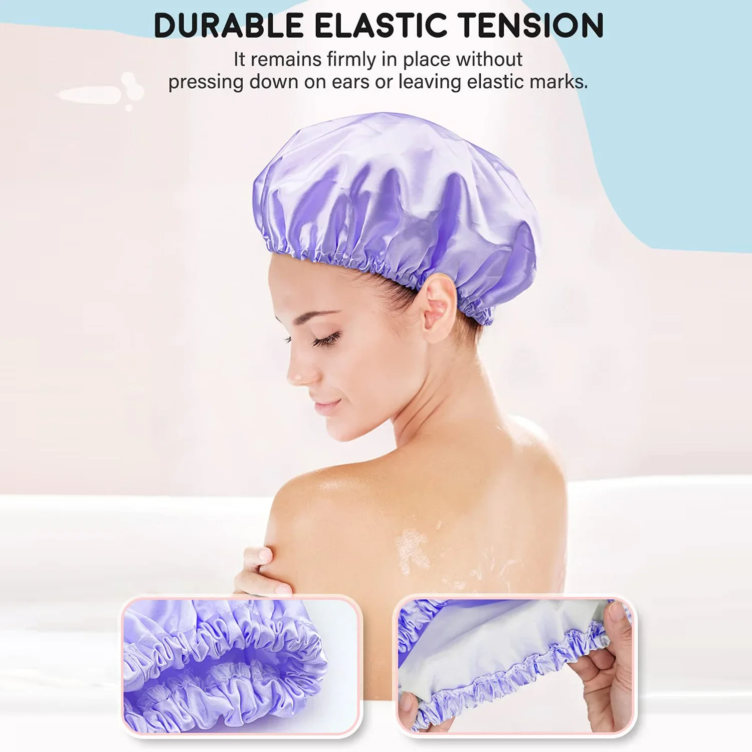 New Double Layer Shower Cap Women Waterproof  Bath Head Cover Bath Towel Bridesmaid Satin Silk Head Wrap Hair Dyed Baked Oil Cap