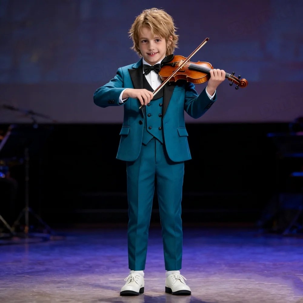 

Kids Wedding Suit Formal 4Pcs Clothing Set for Boys Gentleman Performance Evening Tuxedo Dress with Jacket Pants Vest