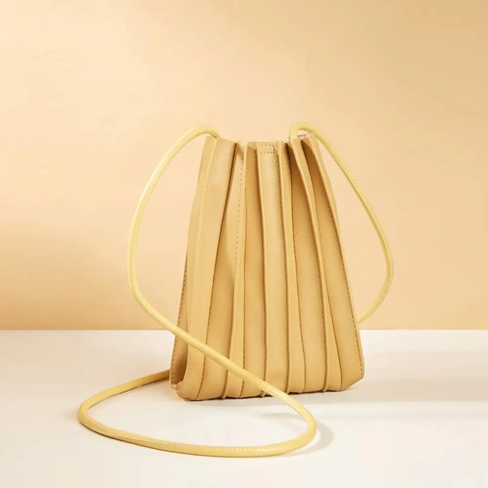 2024 New Fashion PU Mobile Phone Bag Mini Pleated Single Shoulder Bag Soft Durable Crossbody Bag