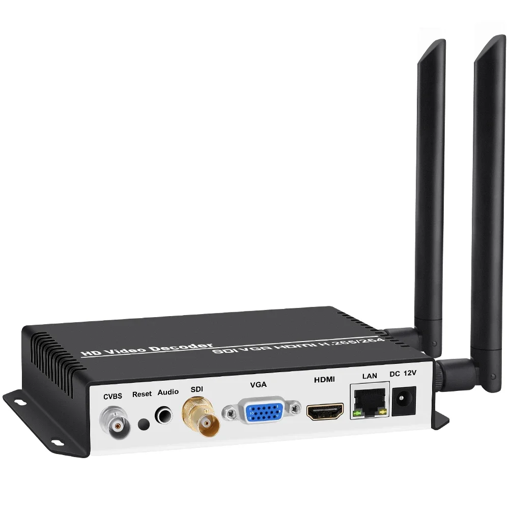 Decodificatore per streaming video H.265 H.264 SDI HDMI VGA CVBS Decodificatore per telecamera IP HD per supporto di decodifica SRT