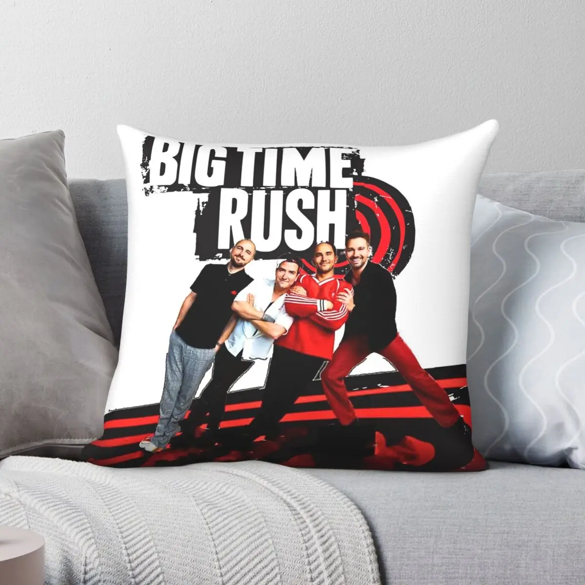 Funda de almohada cuadrada Big Time Rush Forever Tour, funda de almohada decorativa creativa de poliéster, lino y terciopelo, funda de cojín para cama de 18 pulgadas