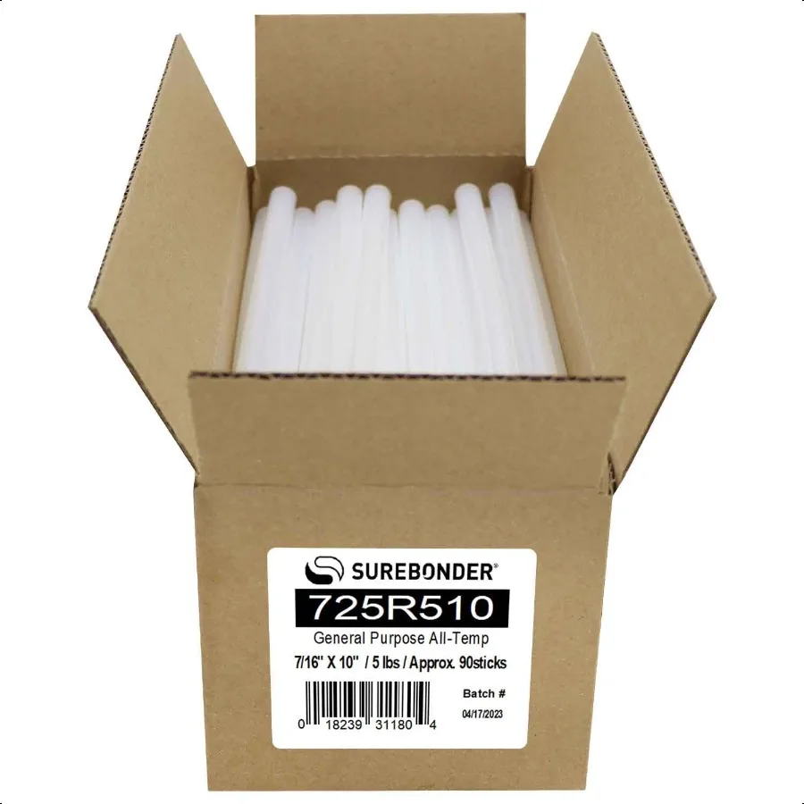 

Surebonder AllTemperature AllPurpose 5 lb Box of 10Inch FullSize Hot Glue Sticks for Crafts DIY About 94 Glue Sticks Per Box Cl