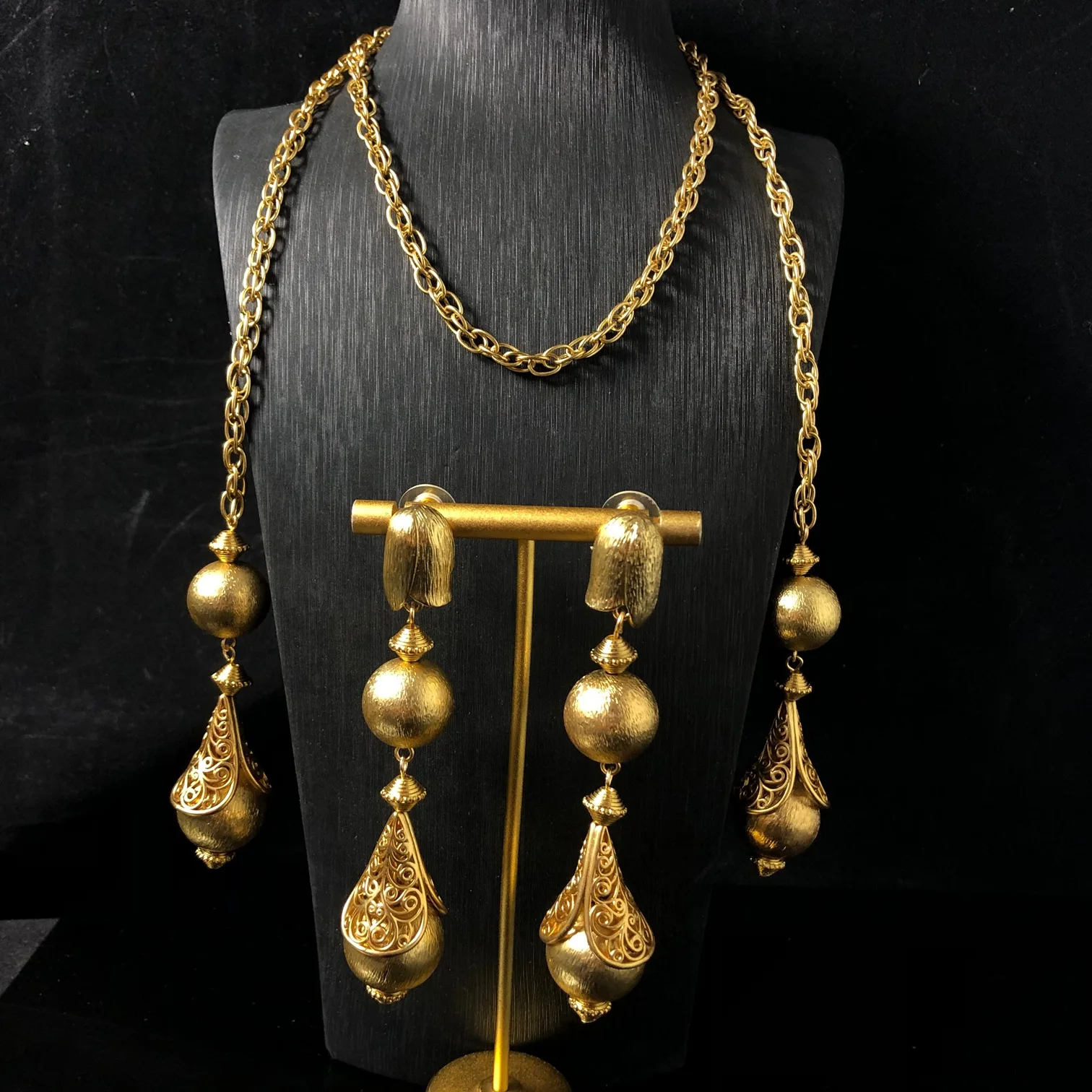 Retro  exquisite gourd pendant elegant temperament necklace earrings jewelry  gold-plated  bijoux de luxe