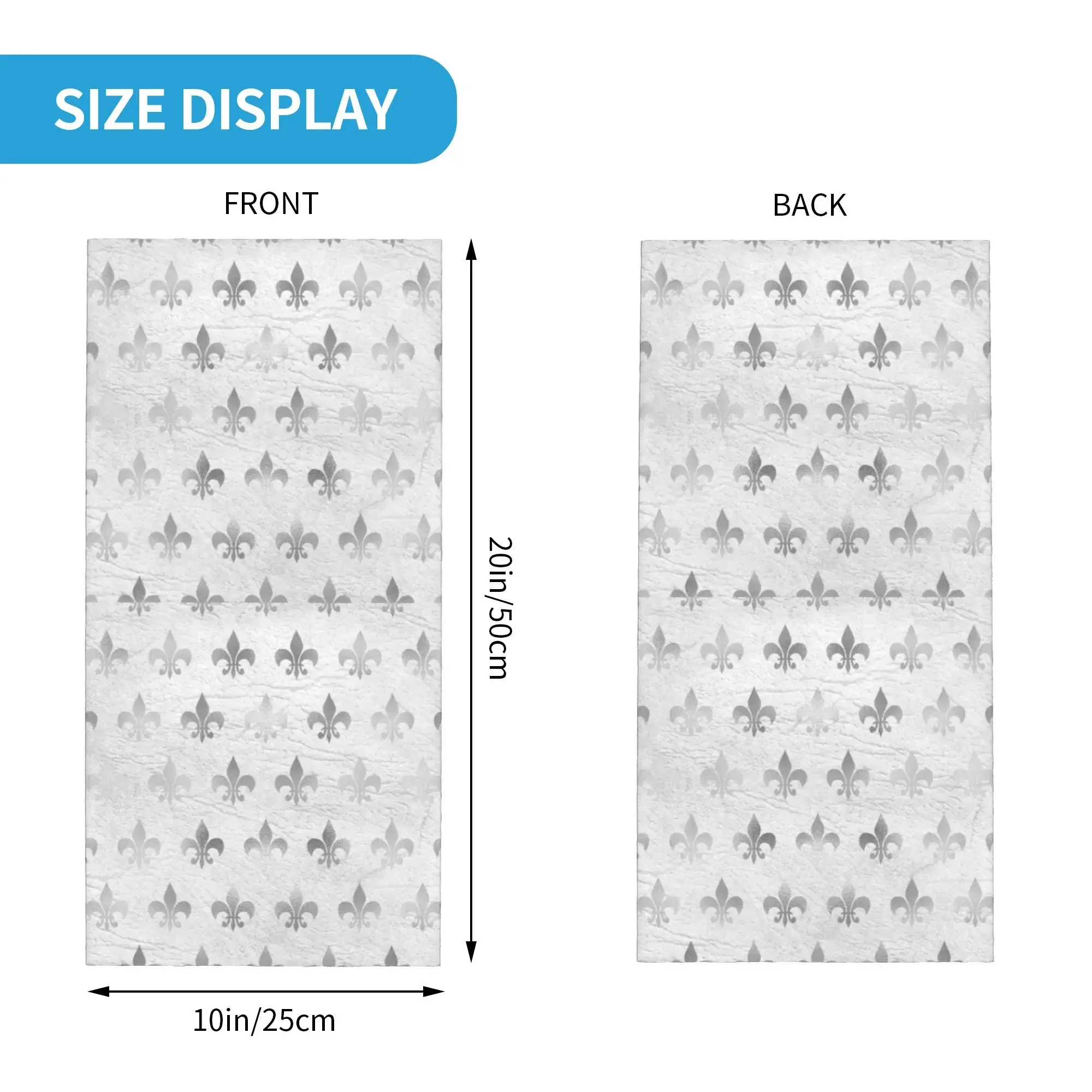 New Royal Silver White Leather Fleur De Lis Bandana Neck Gaiter Windproof Face Scarf Cover Women Lily Flower Headband Tube Balac