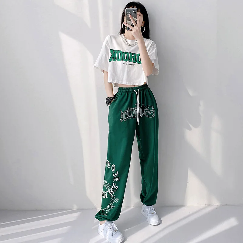 Adult Hip Hop Clothing White Tops Green Pants Casual Overalls Street Dance Wear Jazz Performance Clothes Hip Hop Dance Costumes