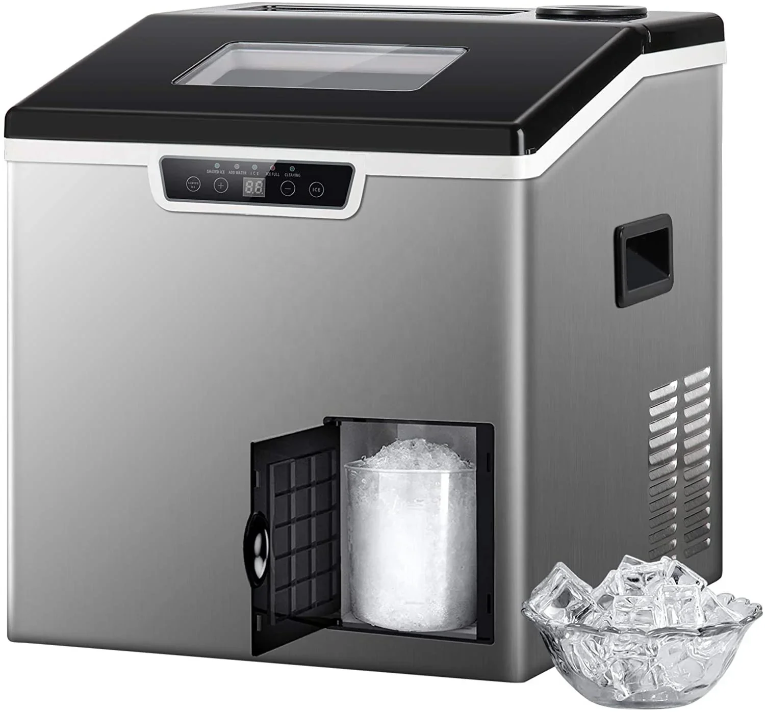 UKCA Approved 15-20kgs Lifestyle Cubic Shaped Tabletop LCD Ice With Shaver Upgraded Semi Professional Ice Making Machine