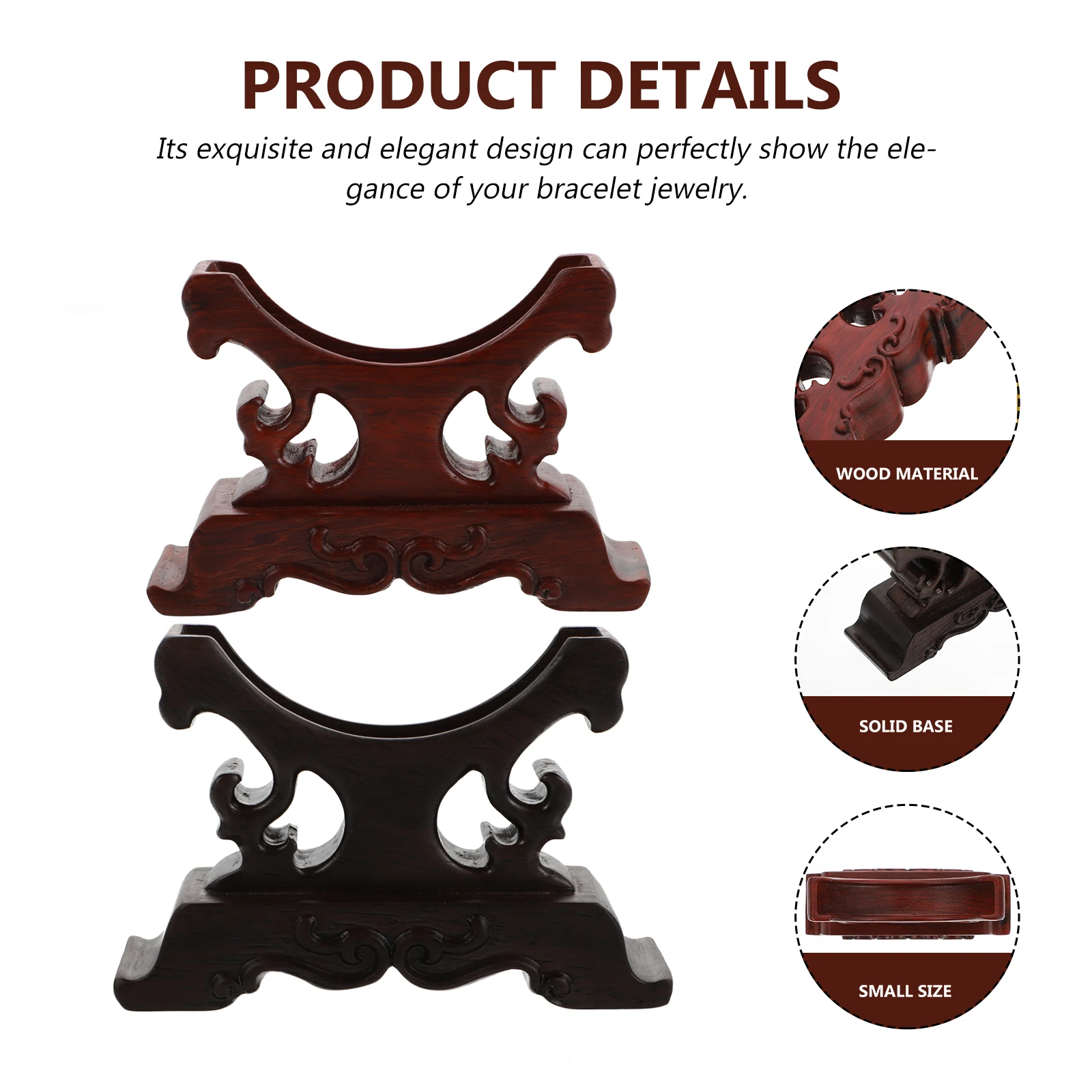 

2Pcs Red Wood Display Rack Smooth Surface Jewelry ganizer Bracelet St Showing Holder Storage Solution Wooden Base Accessory Tidy