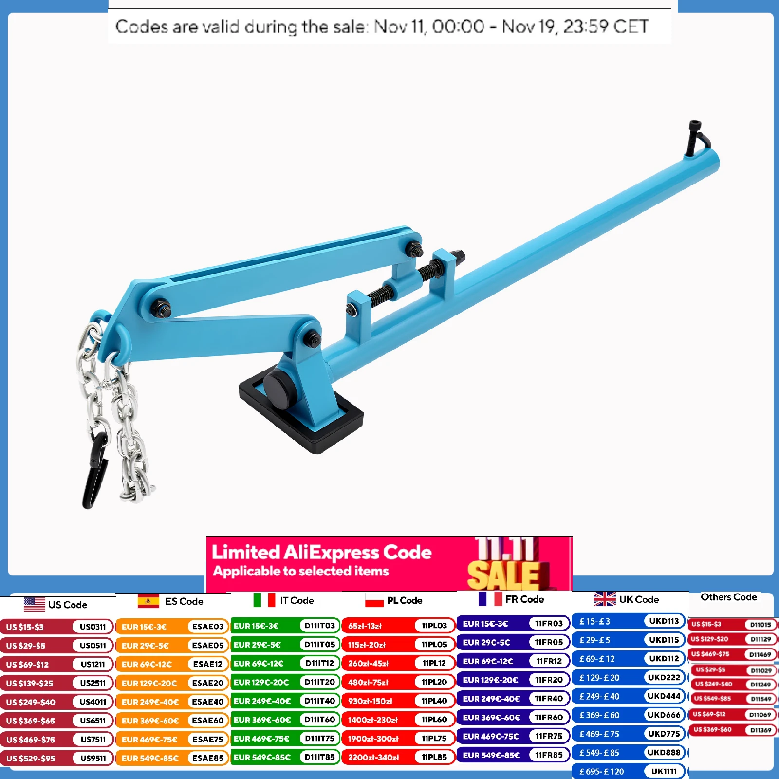 Outil de levier de bras de Suspension de réglage avec levier de montage de chaîne, levage de jambe d'essieu de jambe de jambe de force de Suspension pour remplacer les roulements de roue