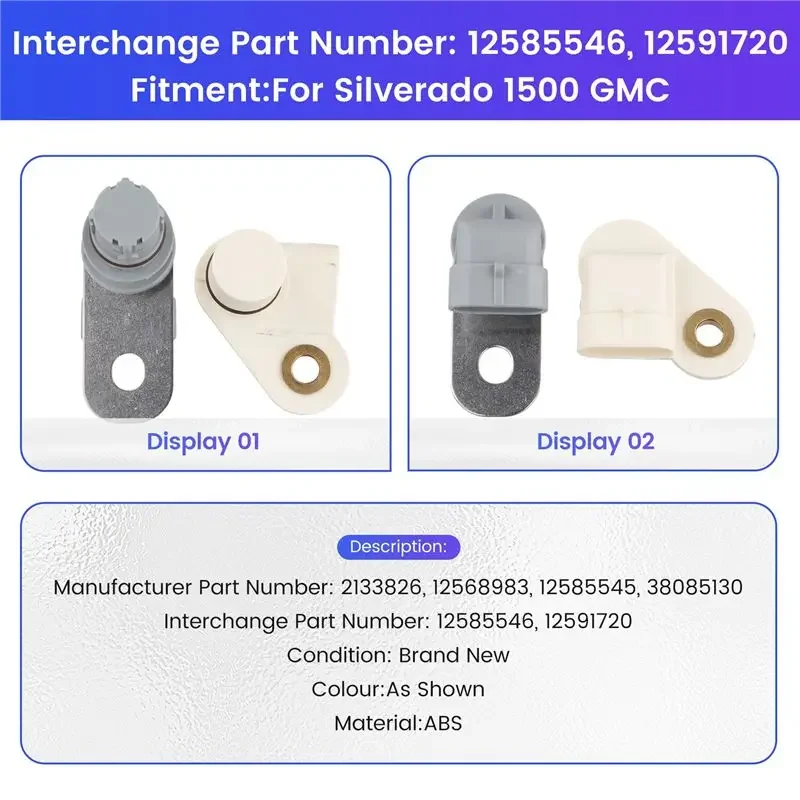 Sensor de Posición del Árbol de Levas y del Cigüeñal A54K-2Pcs para Silverado 1500 GMC 12703627 12568983