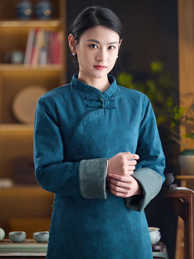 

Erxi, одежда для чайной церемонии, женская модная теплая одежда на хлопковой подкладке в стиле ретро, улучшенная новая китайская хлопковая куртка