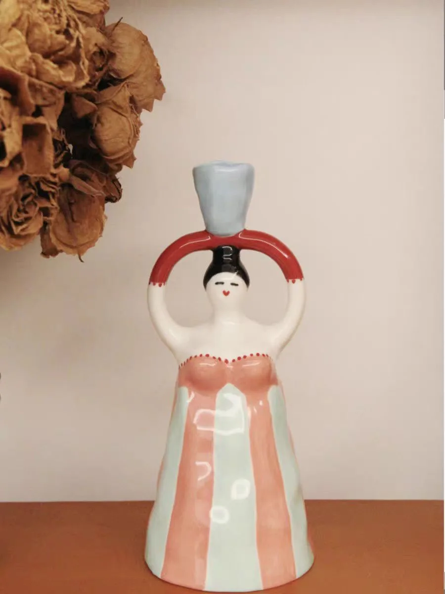 Palace Noble Consort Candlestick Original Pure Hand drawn Ceramic Ornament High Beauty Creative Personalized Gift