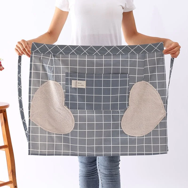 Half waist apron, half body apron in summer, household kitchen cooking, waterproof, oil proof, half waist cotton cloth,