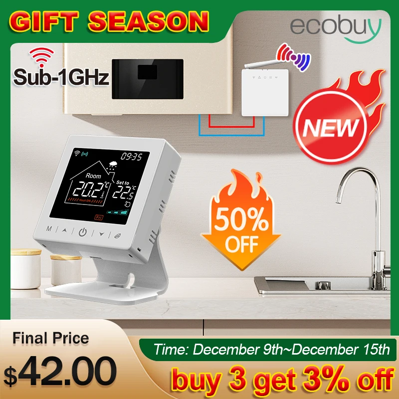 Tuya Smart Home Wifi Boiler Thermostat Wireless Battery RF Thermostat Wifi Termostat Inteligent Google Home Alexa Smart life