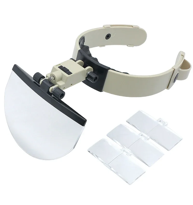 LED Head-mounted Reading Embroidery Maintenance Helmet Magnifying Glass Optical Lens 4pcs Lens 2X 3.8X 4.5X 5.5X