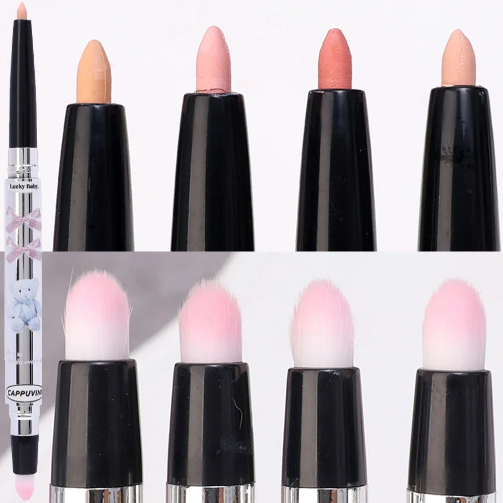 2 in1 Seidenraupe Highlight Stift matte Perle natürliche liegende Seidenraupe aufhellen Schatten Bleistift mit Wisch pinsel dauerhafte Augen Make-up