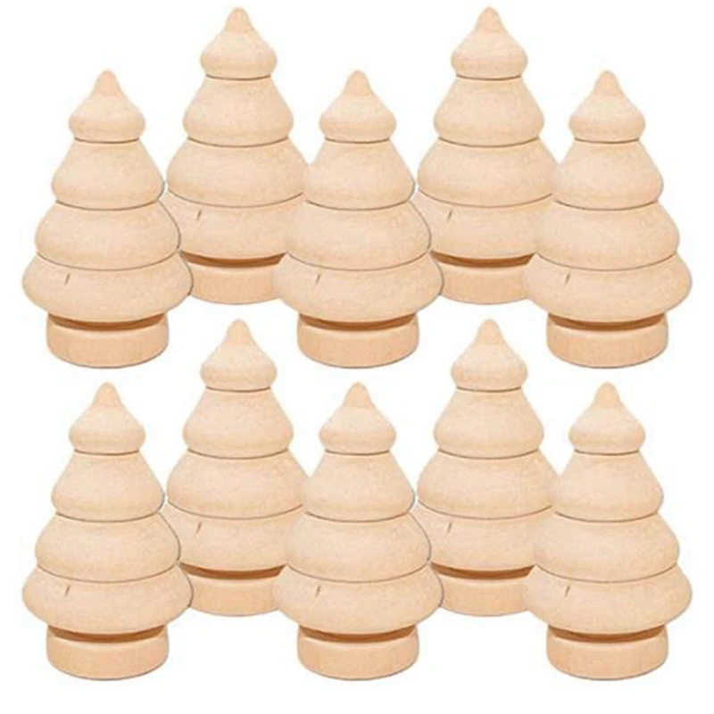 

20Pcs Unfinished Wood Christmas Tree, Blank Wooden Peg Dolls For Arts And Crafts Children Kid Graffiti Drawing Toy