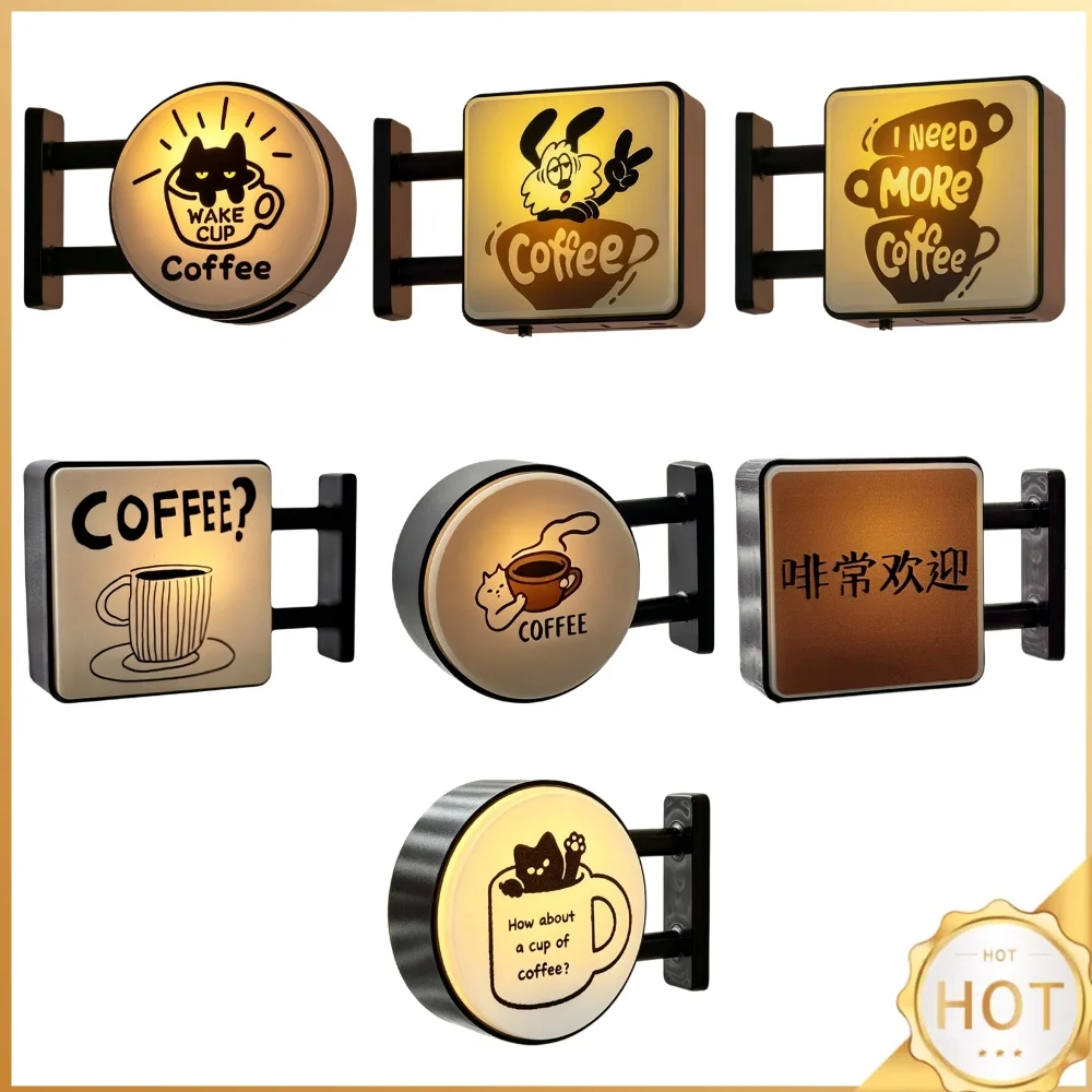 Coffee Corner Light Sign Magnet Warm Light Side Magnetic Suction Lamp Sign Multi-Purpose for Entryway/Bedroom/Bedside