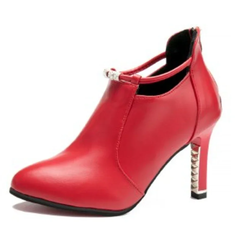 High Heeled Women's 2024 Spring /Autumn New Sexy Pointed Thin Heel Black Fashion Boots Zapatos De Mujer